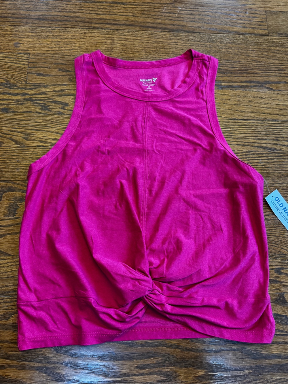 Old Navy Active Cloud Pink XS Cropped Twist Hem Tank, Scoop Neck
